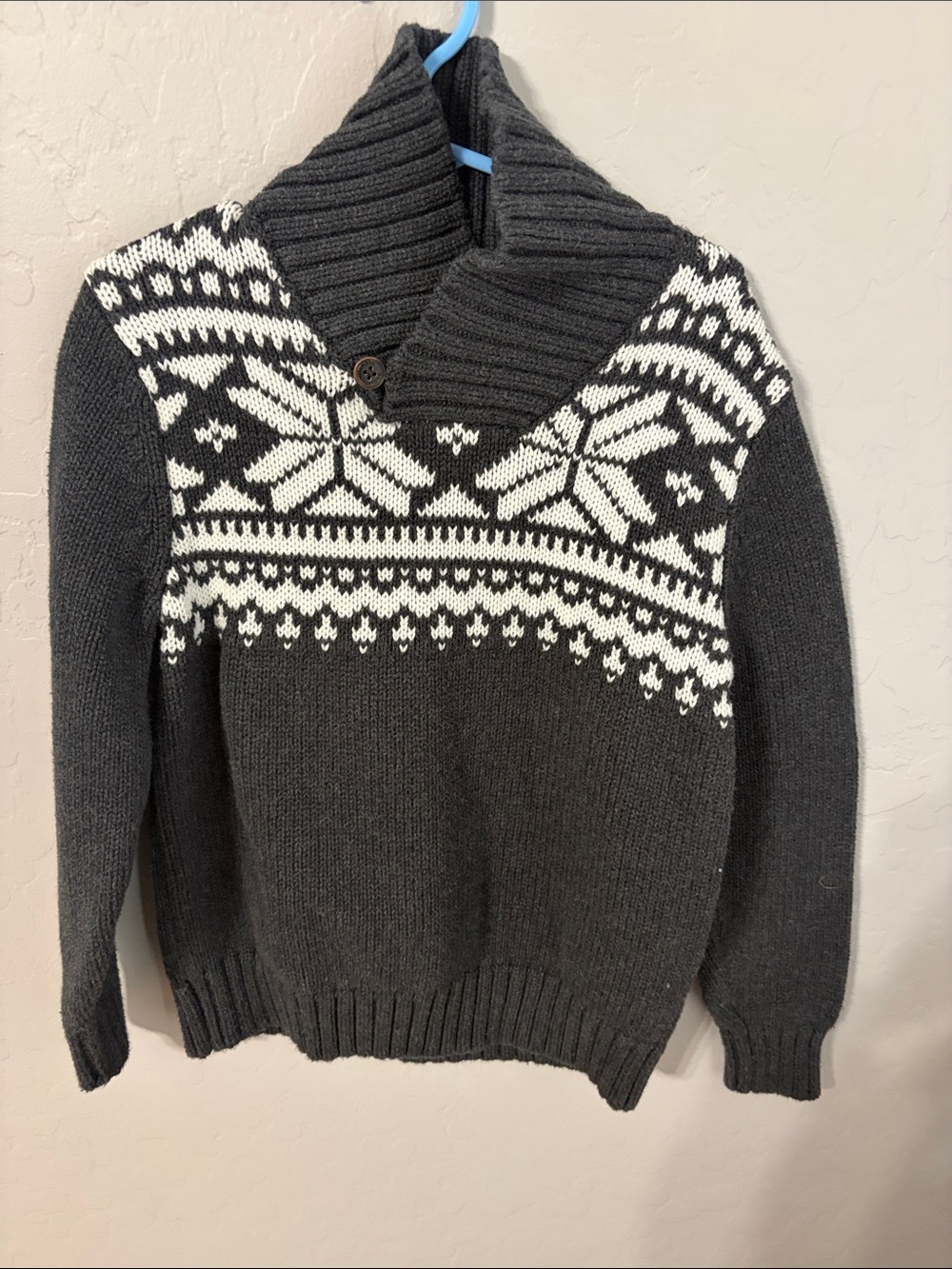 OshKosh B'gosh Charcoal & White Nordic Shawl Collar Sweater